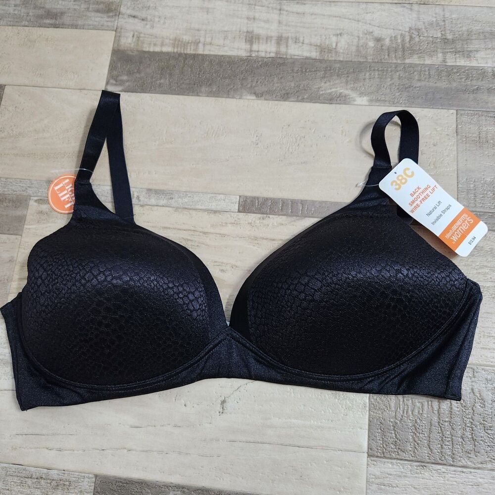 Warners Women's 38C Blissful Benefits Smoothing Comfort Wireless Lift Bra Black